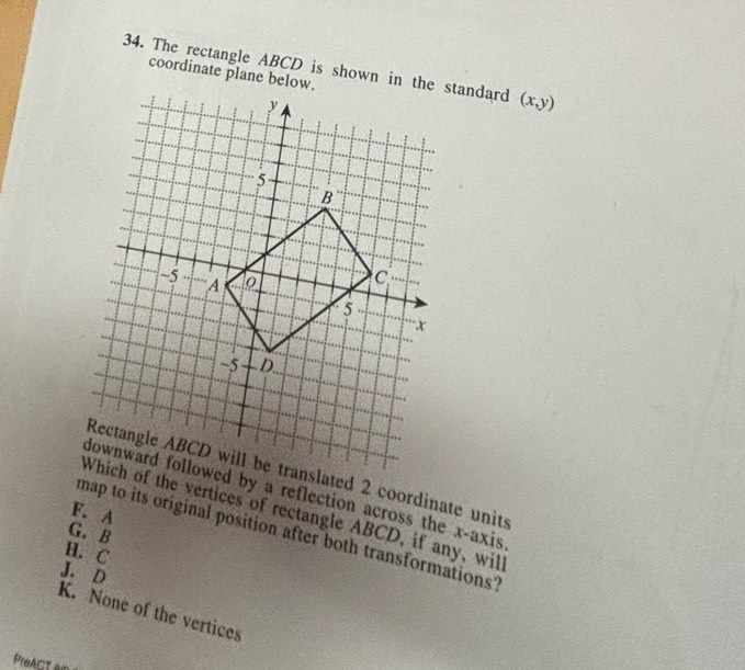 Solved: The rectangle ABCD is shown in standard (x,y) coordinate plane ...