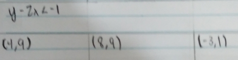 y-2x
(-1,9)
(8,9)
(-3,1)