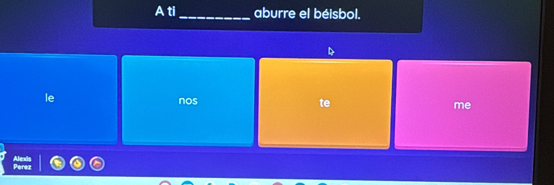 Ati_ aburre el béisbol. 
le 
nos te me 
Alexis 
Perez