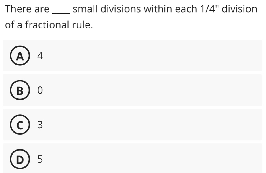 Solved: There are _small divisions within each 1/4 '' division of a ...