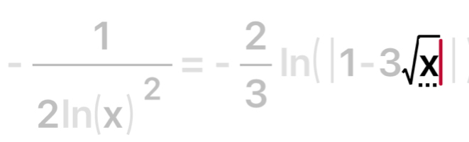 -frac 12ln (x)^2=- 2/3 ln (1-3sqrt(x))