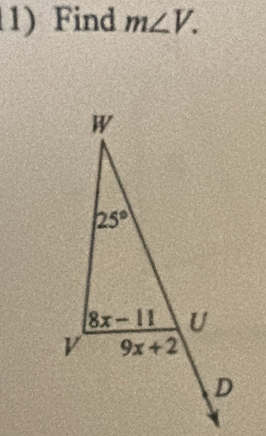 1)Find m∠ V.