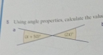 Using angle properties, calculate the valm