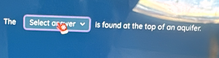 The Select anower is found at the top of an aquifer.