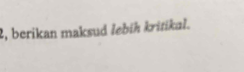 berikan maksud lebih kritikal.