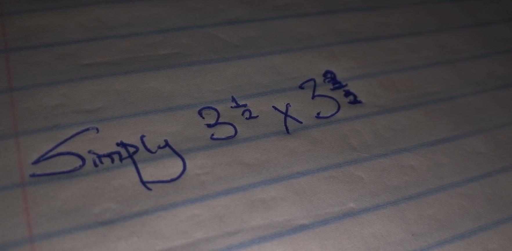 Simply
3^(frac 1)2* 3^(frac 2)2