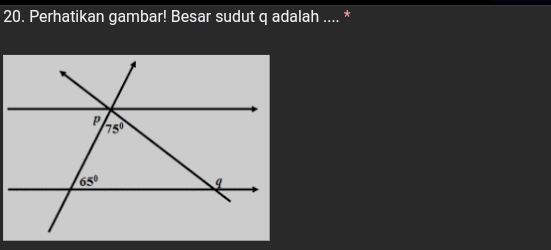 Perhatikan gambar! Besar sudut q adalah .... *