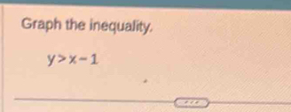 Graph the inequality.
y>x-1