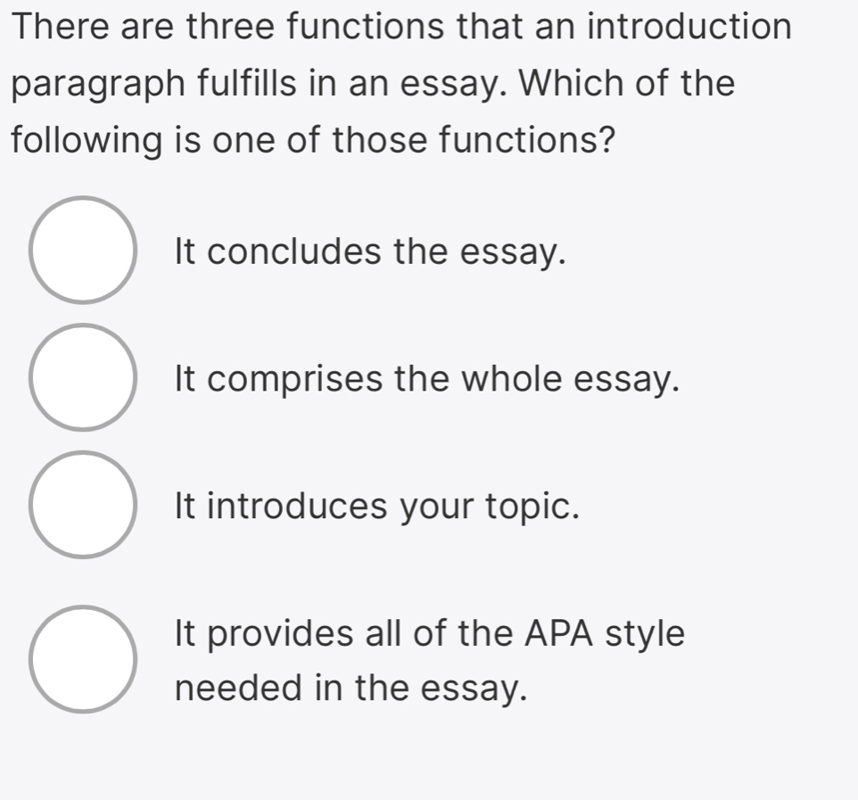 Solved: There are three functions that an introduction paragraph ...