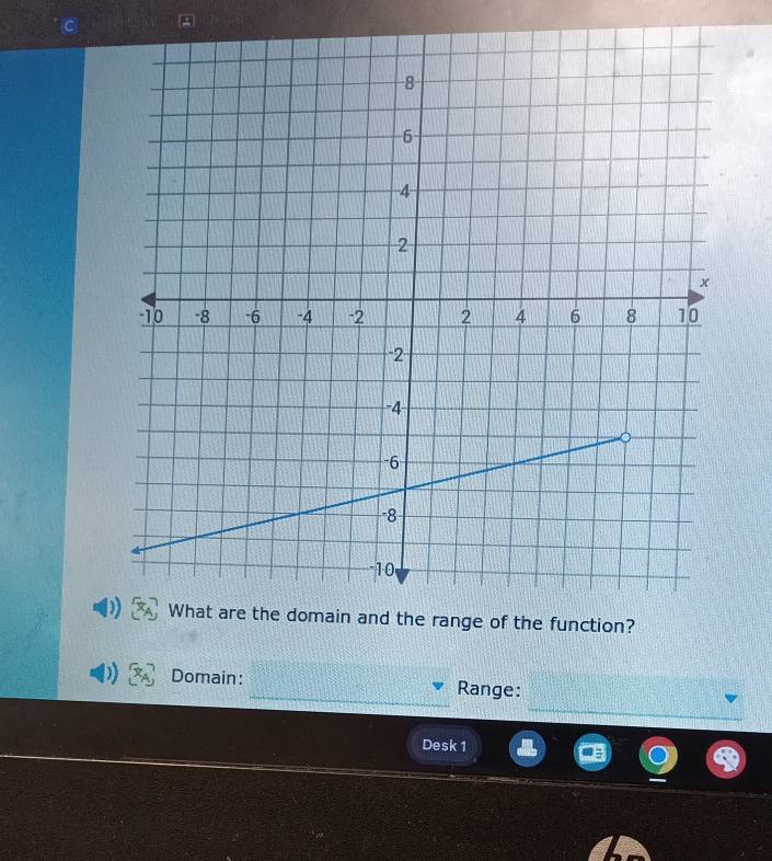 and the range of the function? 
_ 
Domain: _Range: 
Desk 1