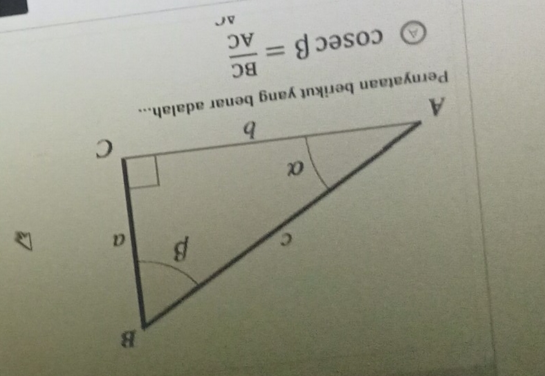 a cos ecbeta = BC/AC 