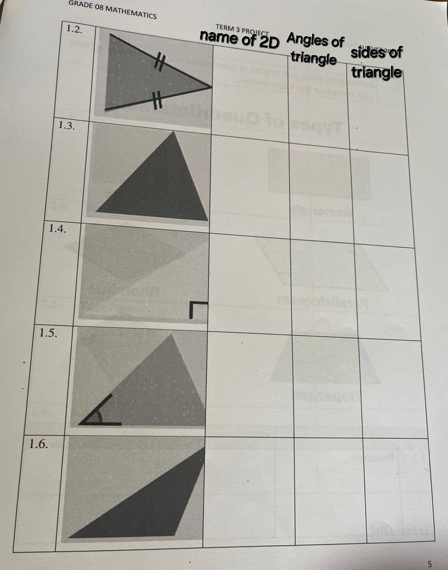 GRADE 08 MATHEMATICS 
TERM 3 PROIEC 
1.2. 
5