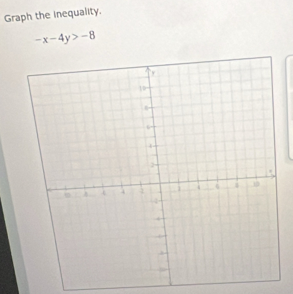 Graph the Inequality,
-x-4y>-8