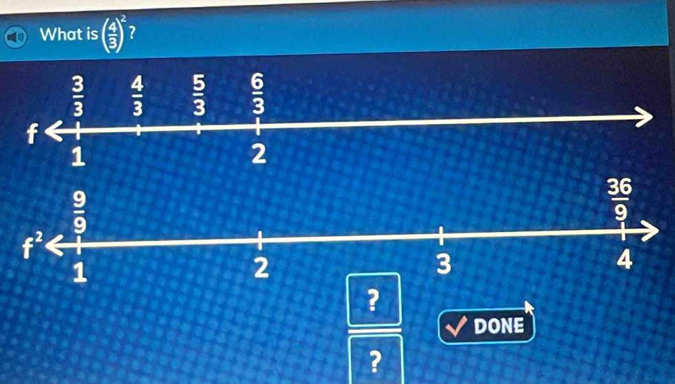 What is ( 4/3 )^2 ?
 36/9 
?
DONE
?