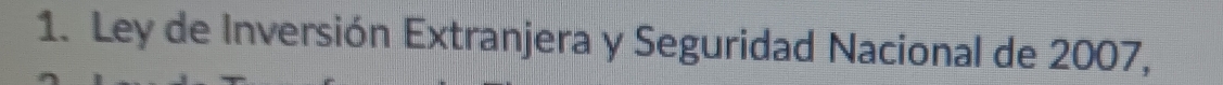 Ley de Inversión Extranjera y Seguridad Nacional de 2007,
