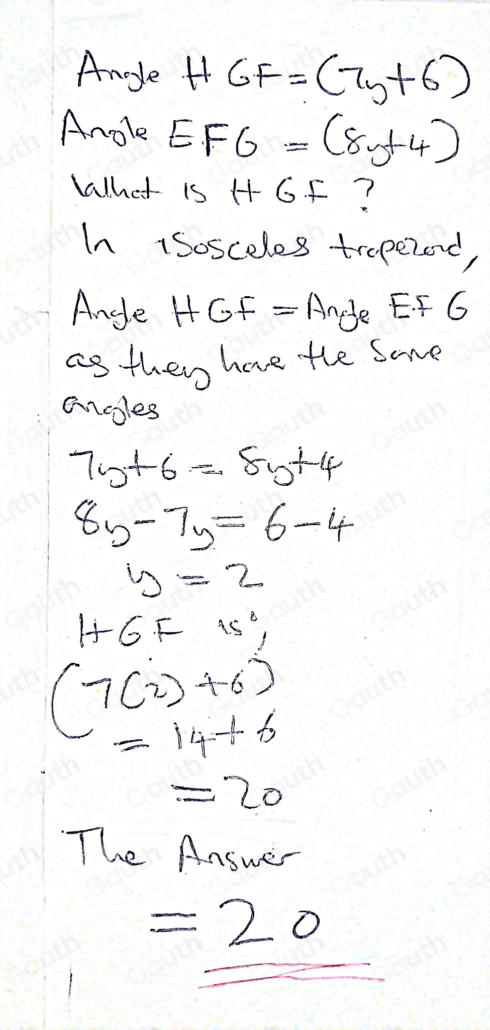 Solved: Quadrilateral EFGH is an isosceles trapezoid with bases EH and ...