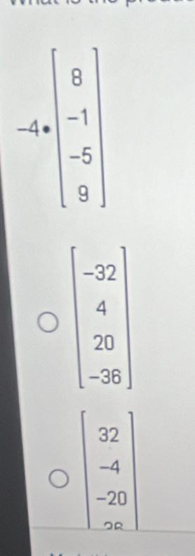 -4* beginbmatrix 0 -1 -5 0endbmatrix