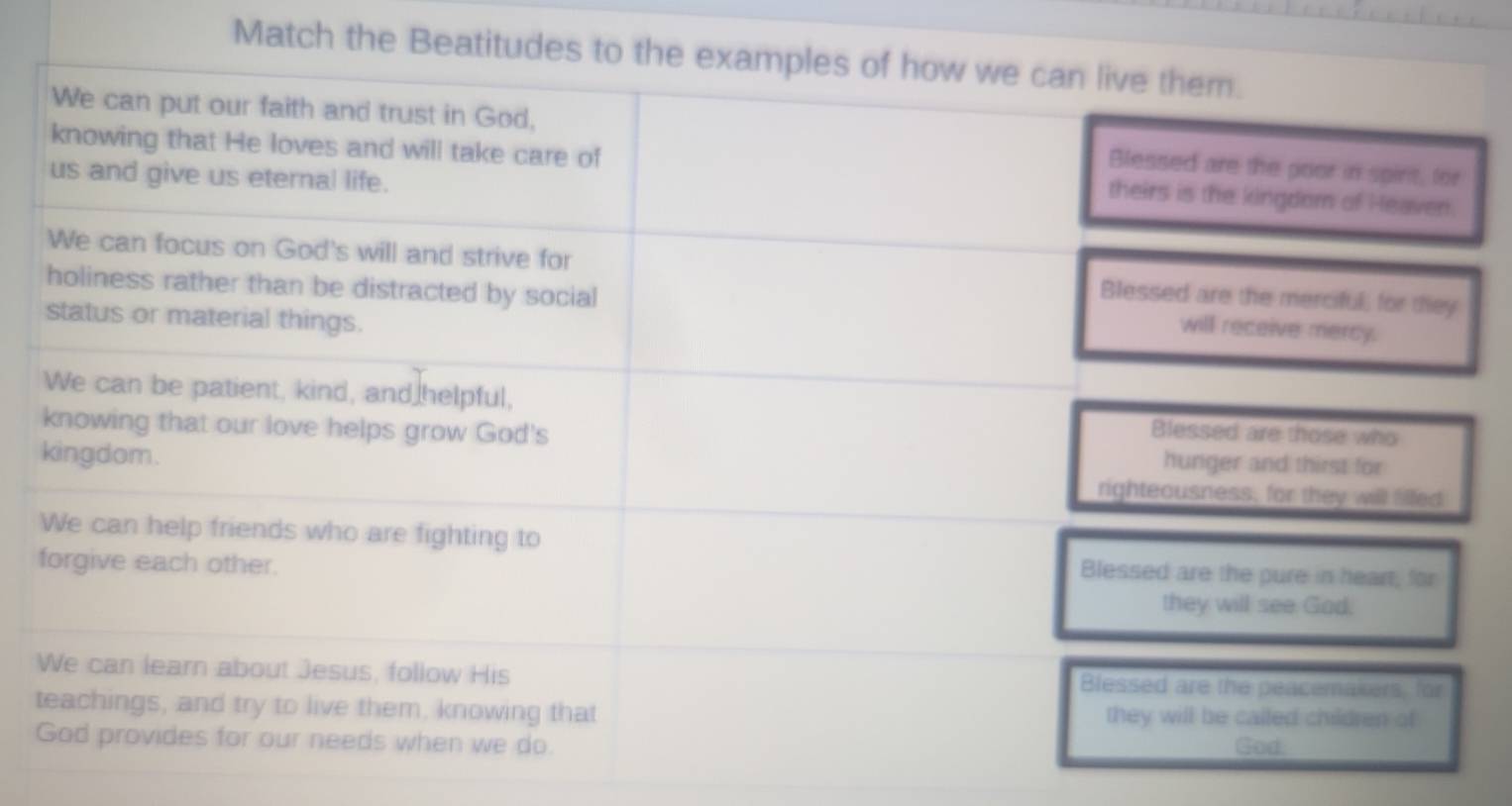 Match the Beatitu 
t