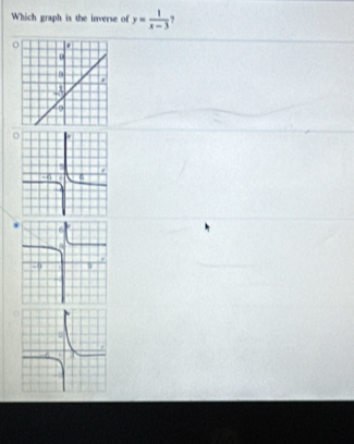 Which graph is the inverse of y= 1/x-3  , 
o 
o