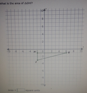 What is the area of △ GHI
A∩ eª =□ square units