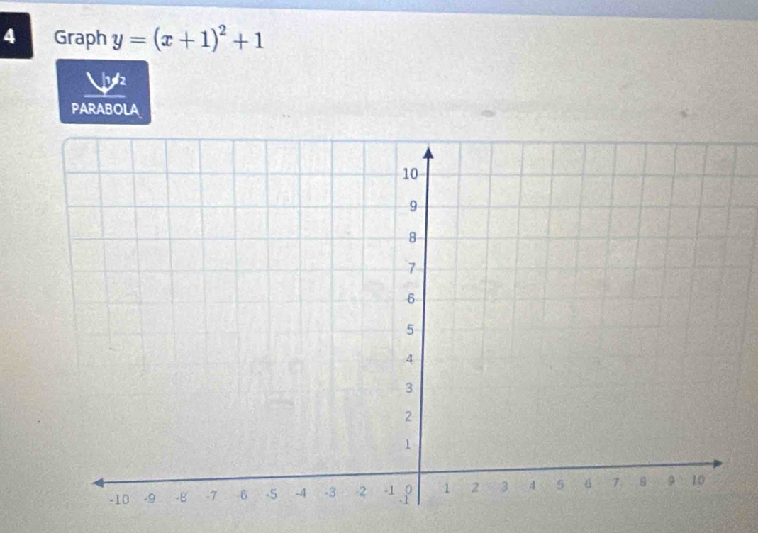 Graph y=(x+1)^2+1

PARABOLA