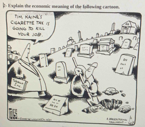 2- Explain the economic meaning of the following cartoon. 
ARgUMENT