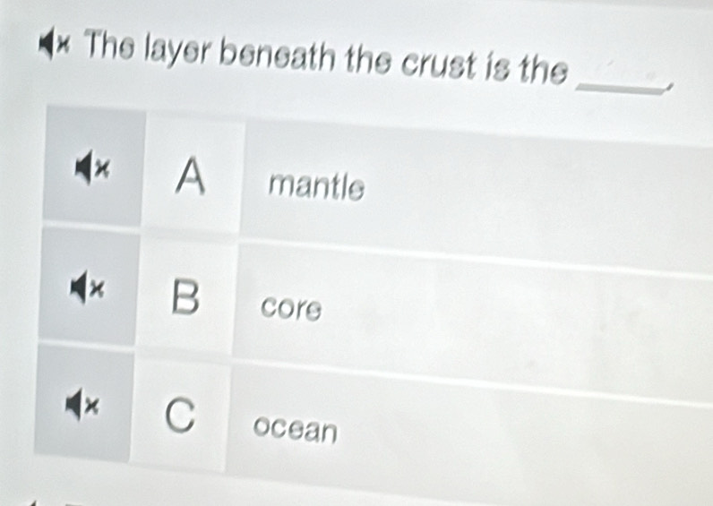 The layer beneath the crust is the_ -