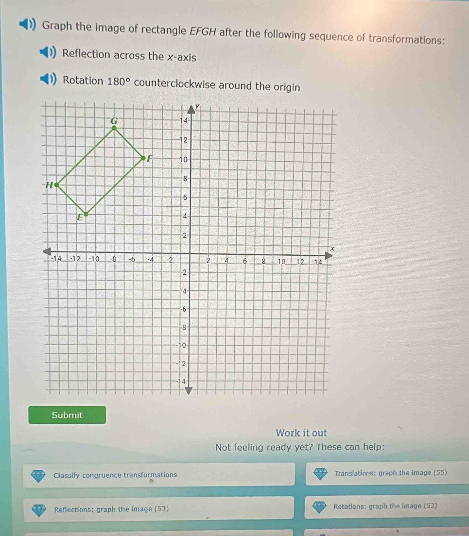 Solved: Graph the image of rectangle EFGH after the following sequence ...
