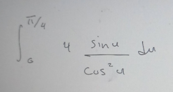 ∈t _0^((π /4)4frac sin u)cos^2udu