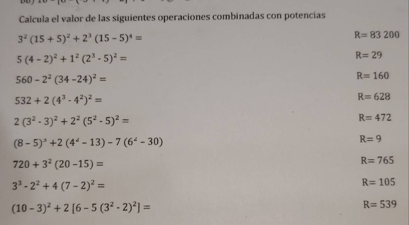 Resuelto:Calcula el valor de las siguientes operaciones combinadas con ...