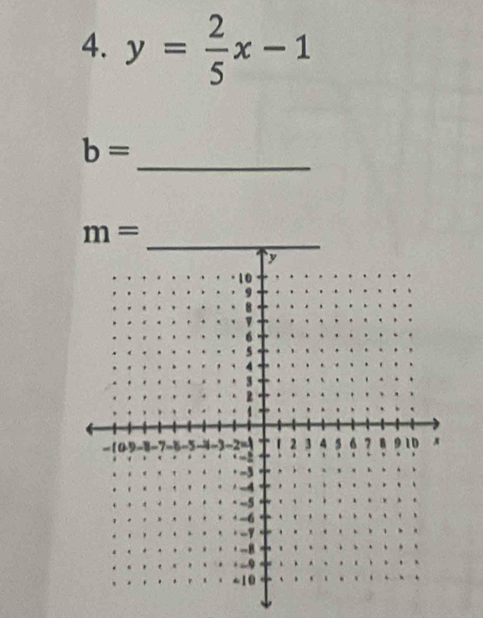 y= 2/5 x-1
_
b=