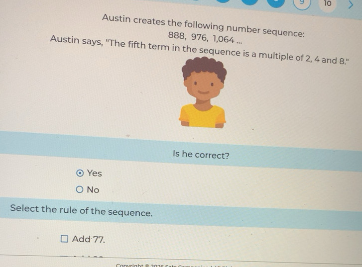 Solved: 9 10 Austin creates the following number sequence: 888, 976, 1 ...