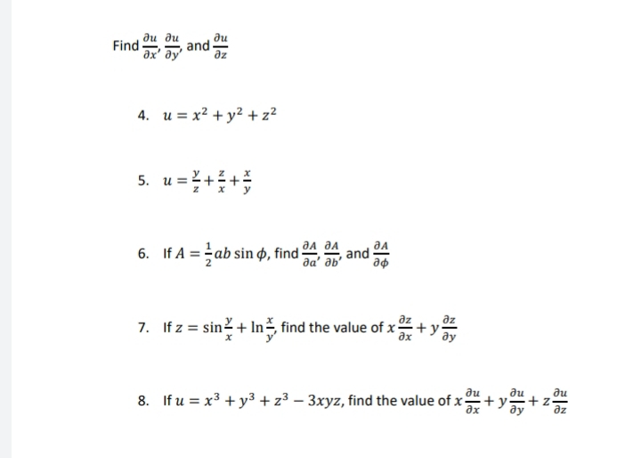 Solved: Find partial u/partial x , partial u/partial y , , and partial ...