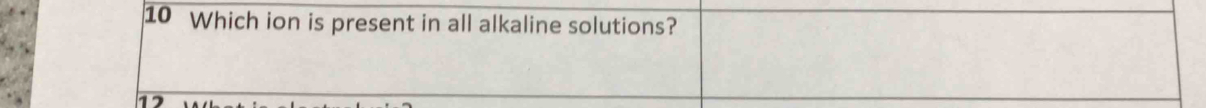 Which ion is present in all alkaline solutions?