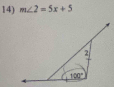 m∠ 2=5x+5