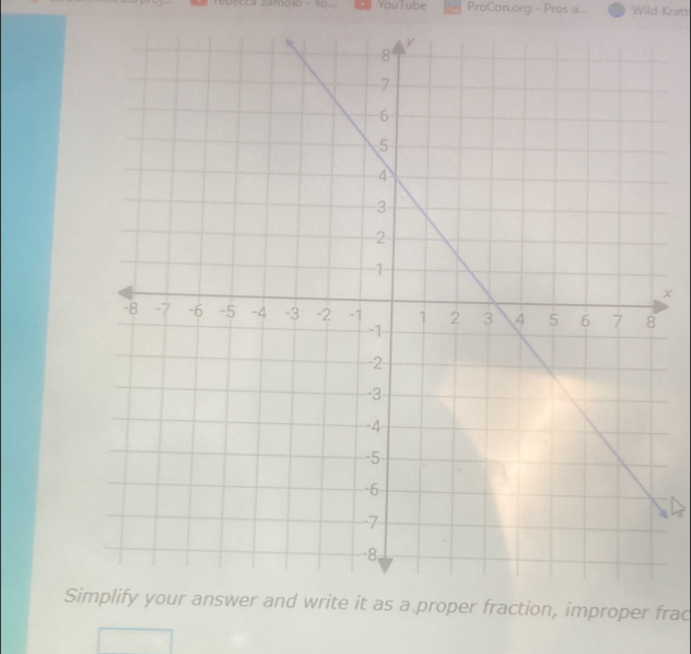 You l ube ProCon.org - Pros a... Wild Kratt 
x 
4 
Simplify your answer and write it as a proper fraction, improper frac