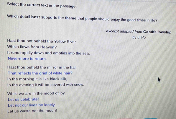 Solved: Select the correct text in the passage. Which detail best ...