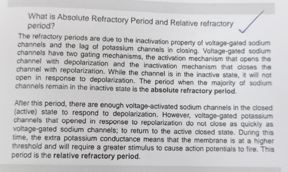 Solved: What is Absolute Refractory Period and Relative refractory ...