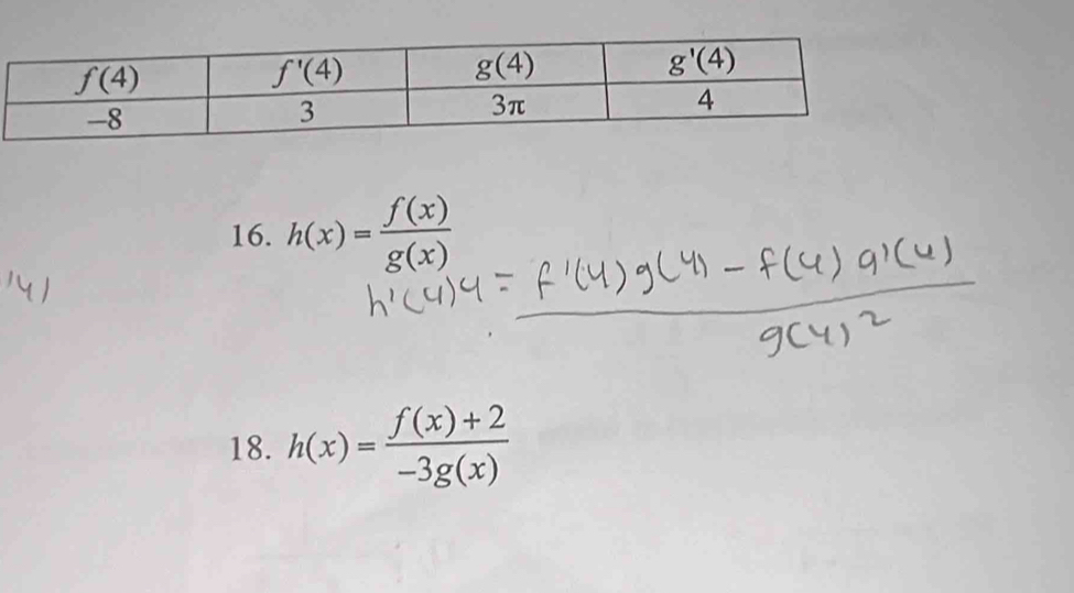 h(x)= f(x)/g(x) 
18. h(x)= (f(x)+2)/-3g(x) 