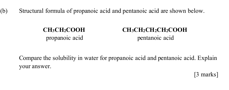Selesai:Structural formula of propanoic acid and pentanoic acid are ...