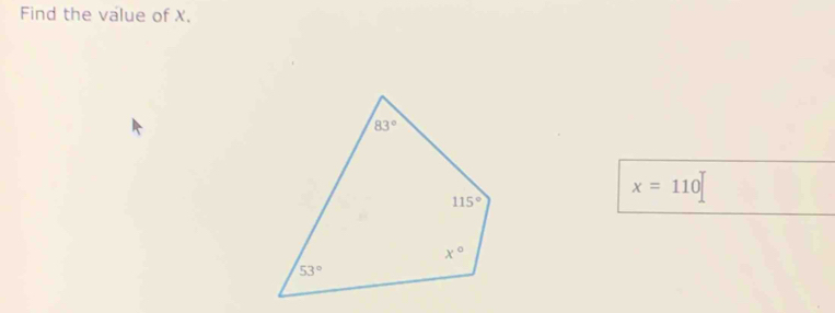 Find the value of X.
x=110°