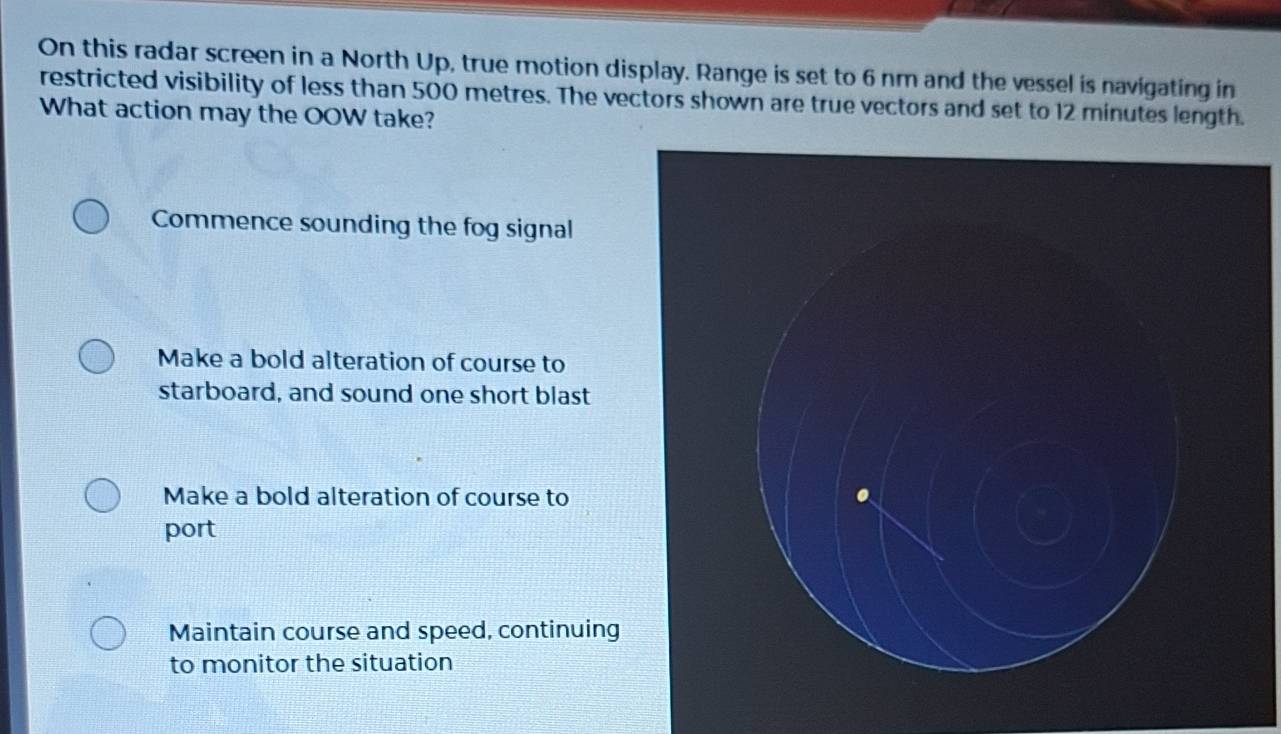 Gelöst:On this radar screen in a North Up, true motion display. Range ...