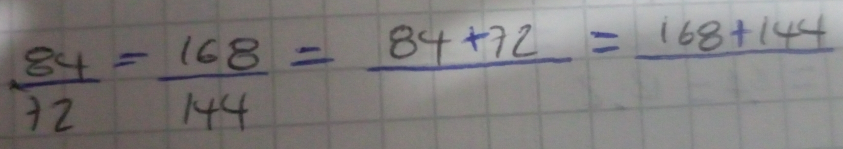  84/72 = 168/144 =frac 84+72=frac 168+144