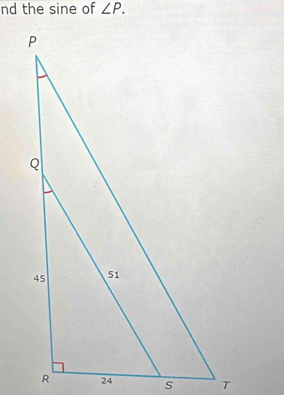 nd the sine of ∠ P.