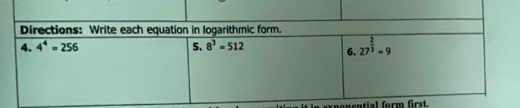 ponential form first.