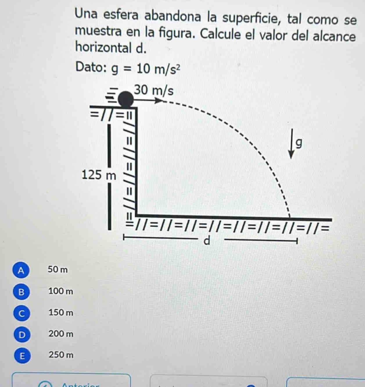 Solved: Una esfera abandona la superficie, tal como se muestra en la ...