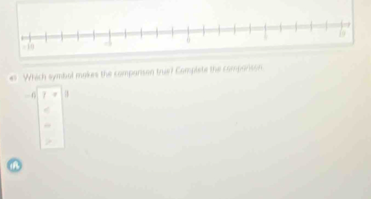 Which symbol makes the companson true? Complete the companson.
53