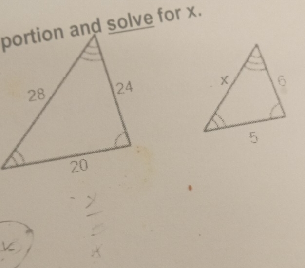 portion and solve for x.
V