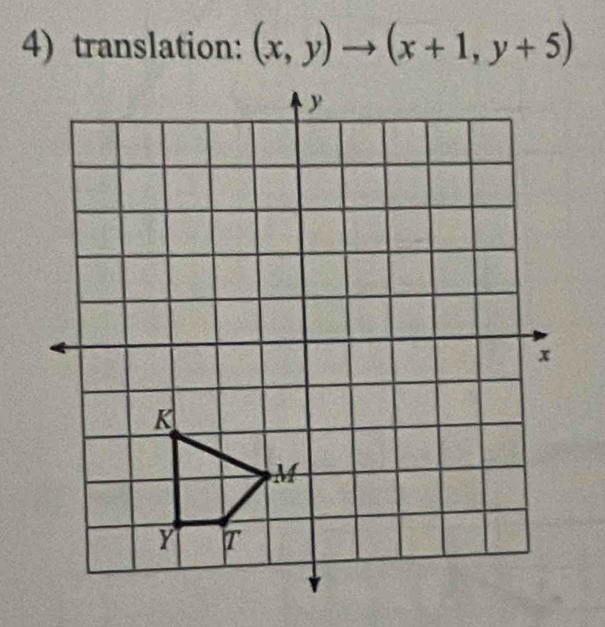 translation: (x,y)to (x+1,y+5)