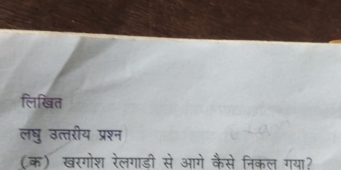 लिखित 
लघु उत्तरीय प्रश्न 
(क)खरगोश रेलगाडी से आगे कैसे निकल गया?